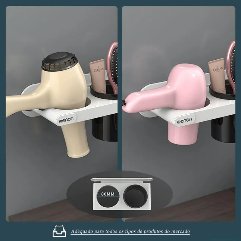 Suporte para Secador de Cabelo de Parede com Compartimentos Offertaza