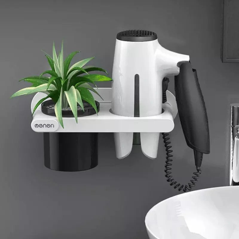 Suporte para Secador de Cabelo de Parede com Compartimentos Offertaza