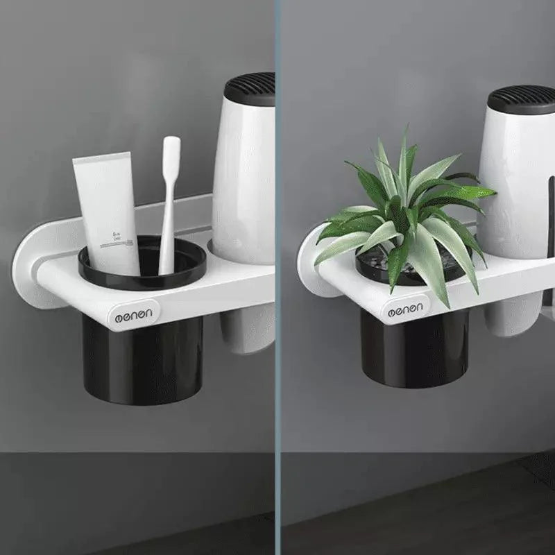 Suporte para Secador de Cabelo de Parede com Compartimentos Offertaza