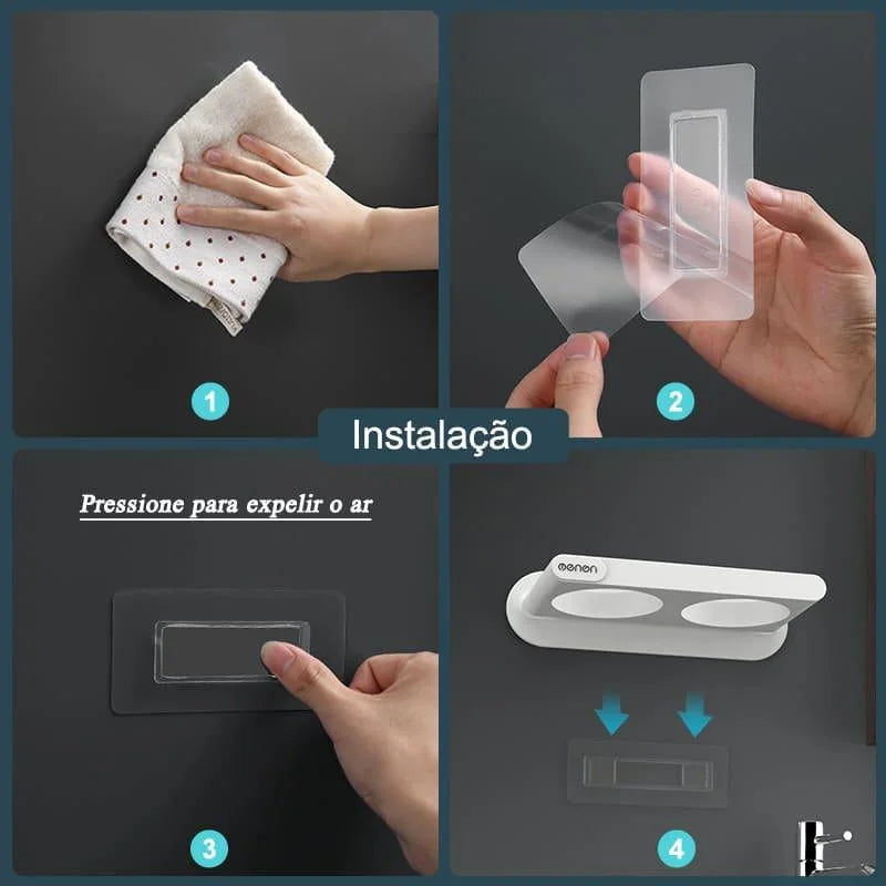 Suporte para Secador de Cabelo de Parede com Compartimentos Offertaza