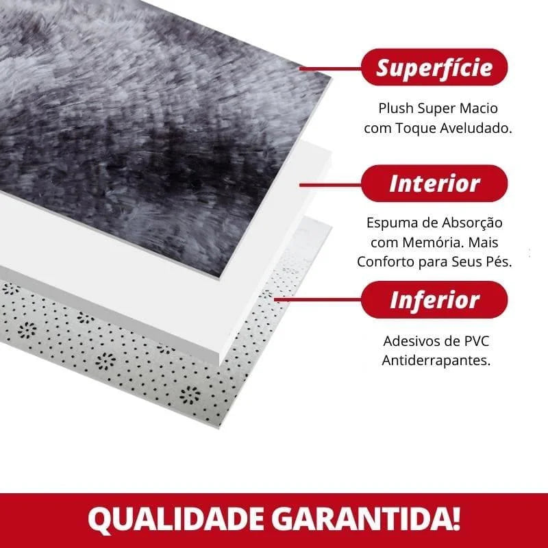 Tapete Felpudo Liso Cáqui Antiderrapante para Sala e Quarto Offertaza