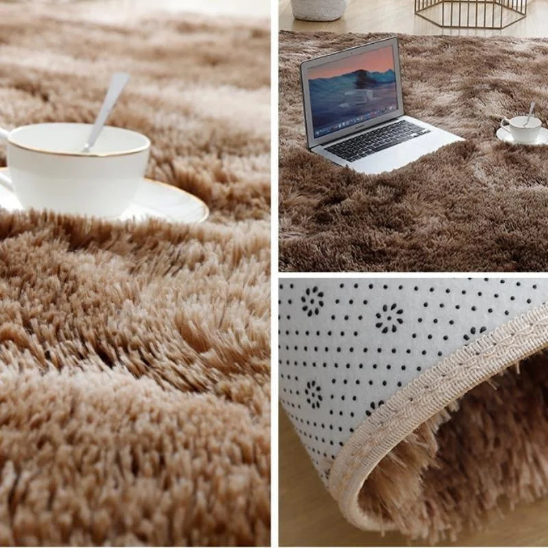 Tapete Felpudo Marrom Mescla Antiderrapante para Sala e Quarto Offertaza