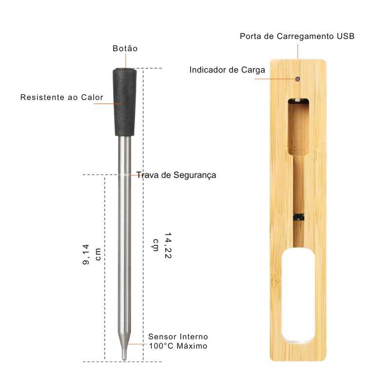 Termômetro Culinário Inteligente Para Carnes Offertaza BBQ Steak